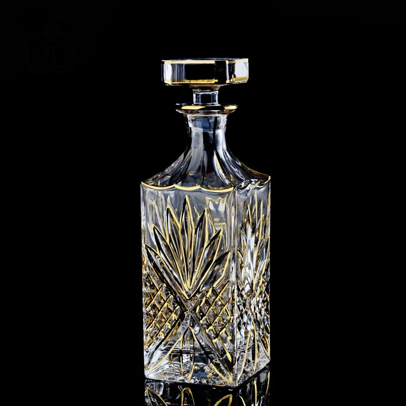 

Роскошный модный домашвечерние праздничный Хрустальный графин для виски с золотым принтом для ликера, виски, виски, Бурбона 210313-09