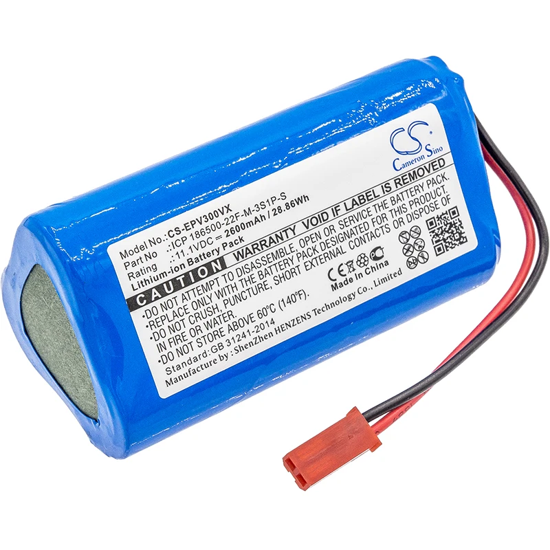 

CS Vacuum Battery for Electropan ilife V3s Pro V5 V5s Pro V5s V3s Fits ICP 186500-22F-M-3S1P-S CS-EPV300VX 2600mAh/28.86Wh