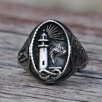 vintage nautical lighthouse viking ring men 316l stainless steel nautical amulet signet ring nordic peace amulet jewelry gift