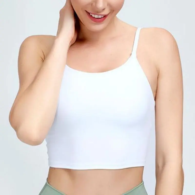 

X-HERR Cute Moving Comfort Sports Bra for Women Spaghetti Strap Long Gym Workout Crop Top Supportive Fitness Exercise Yoga Bras