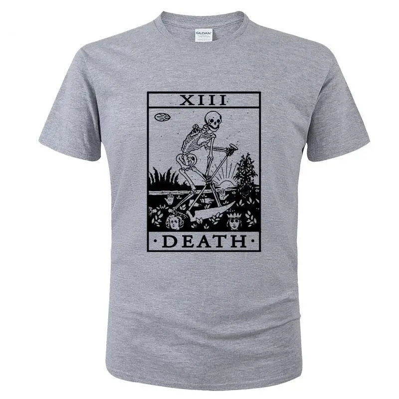 

Vintage Tarot Card T Shirt Death Card Occult Shirt 100% Cotton Short Sleeve Summer T-shirt Men's Fashion Unisex Tops Tees C05