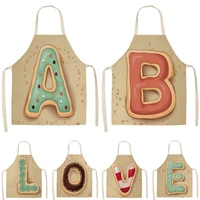 letter alphabet kitchen apron sleeveless cotton linen kids aprons for cooking baking bbq home cleaning tools 5365cm mc0029