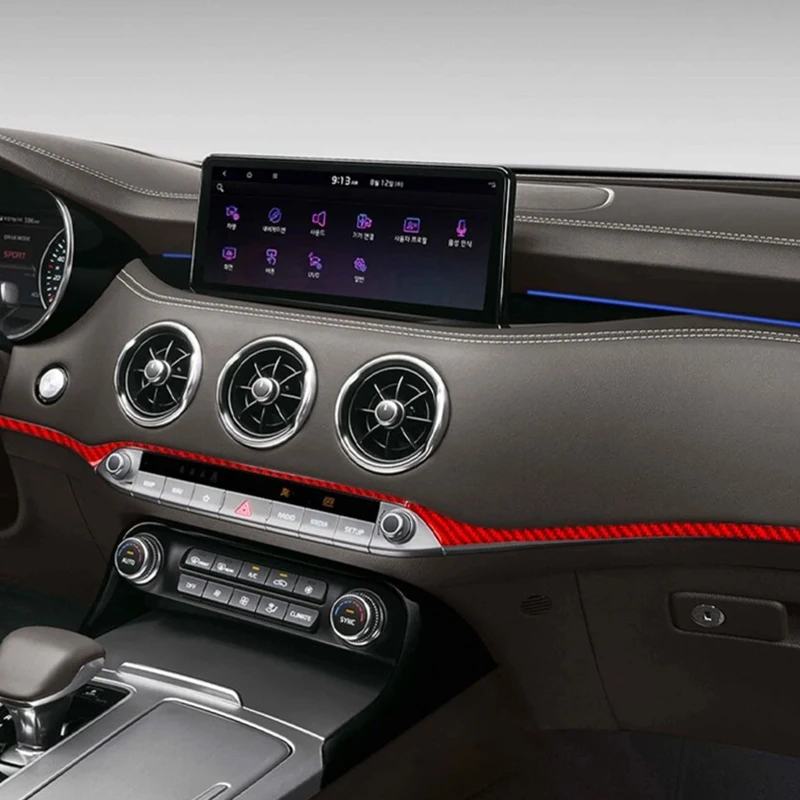 Фото Для Kia Stinger 2018-2023 GTS: Накладки на приборную панель из настоящего карбона, декоративные полосы, аксессуары для интерьера автомобиля (левый/правый руль) №3
