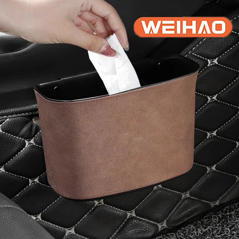 

Car Suede Trash Can Box Garbage Bag For Auto Back Seat Dustbin Waste Rubbish Basket Organizer Storage Bag Tools