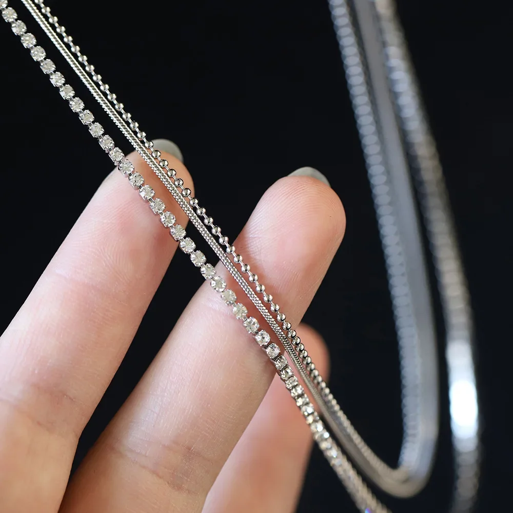 RHYSONG белый кубический циркон змеиная кость ожерелье из бисера многослойная