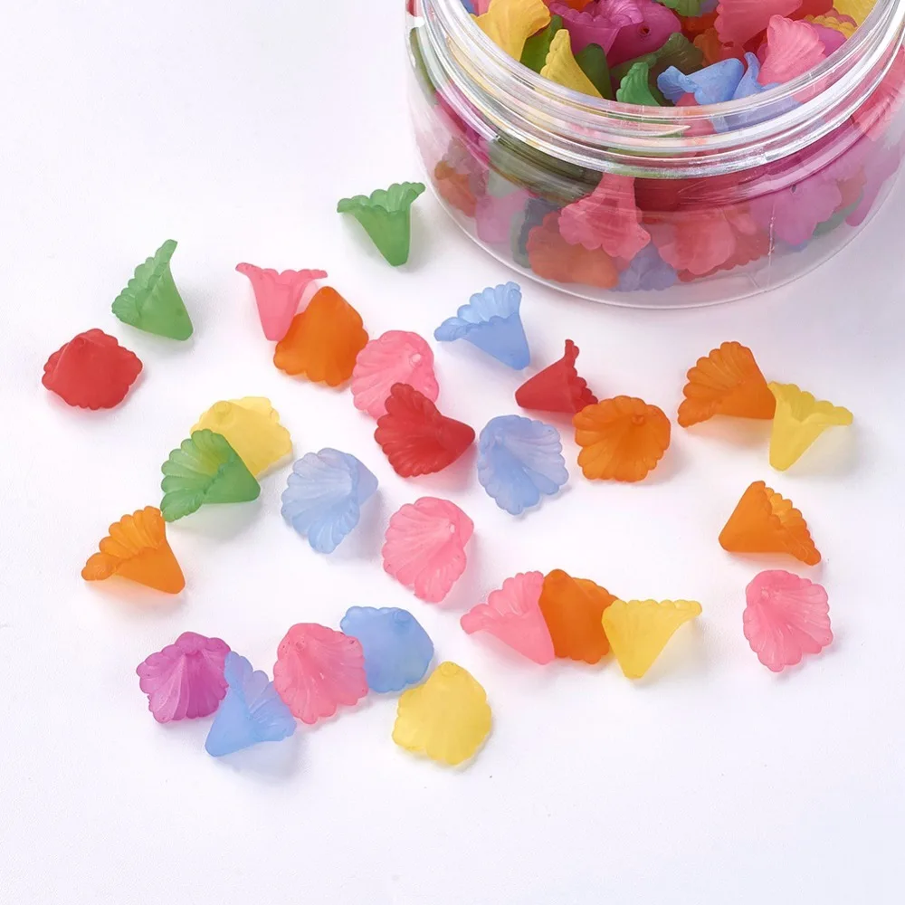 

1Box Transparent Acrylic Beads Frosted Flower Dyed Mixed Color 12x12x1.8mm Hole: 1.2mm about 140~143pcs/box