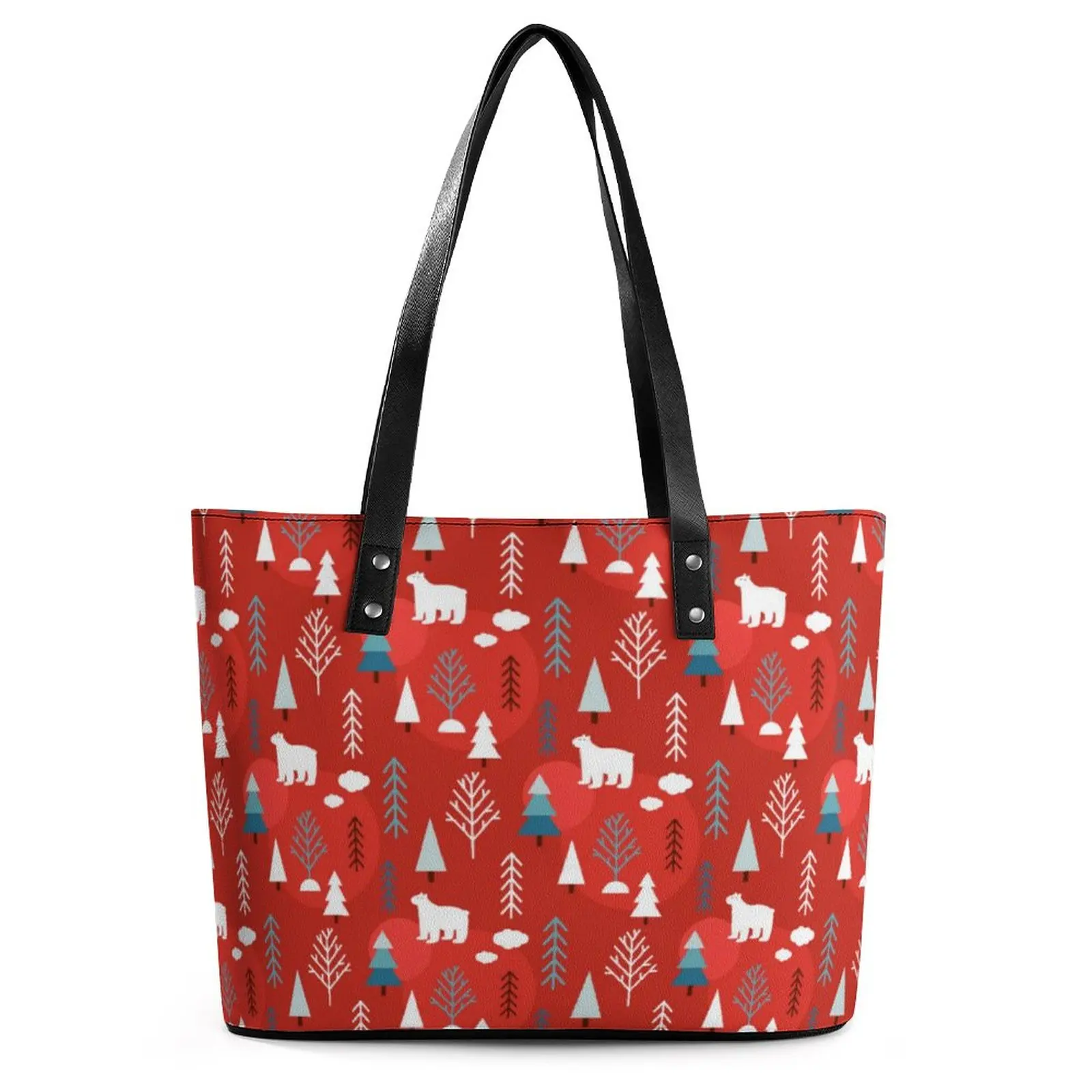 

Рождественские праздничные сумки, зимняя уличная Сумка-тоут с белым медведем, Женская Повседневная сумка через плечо, сумки для покупок из ...