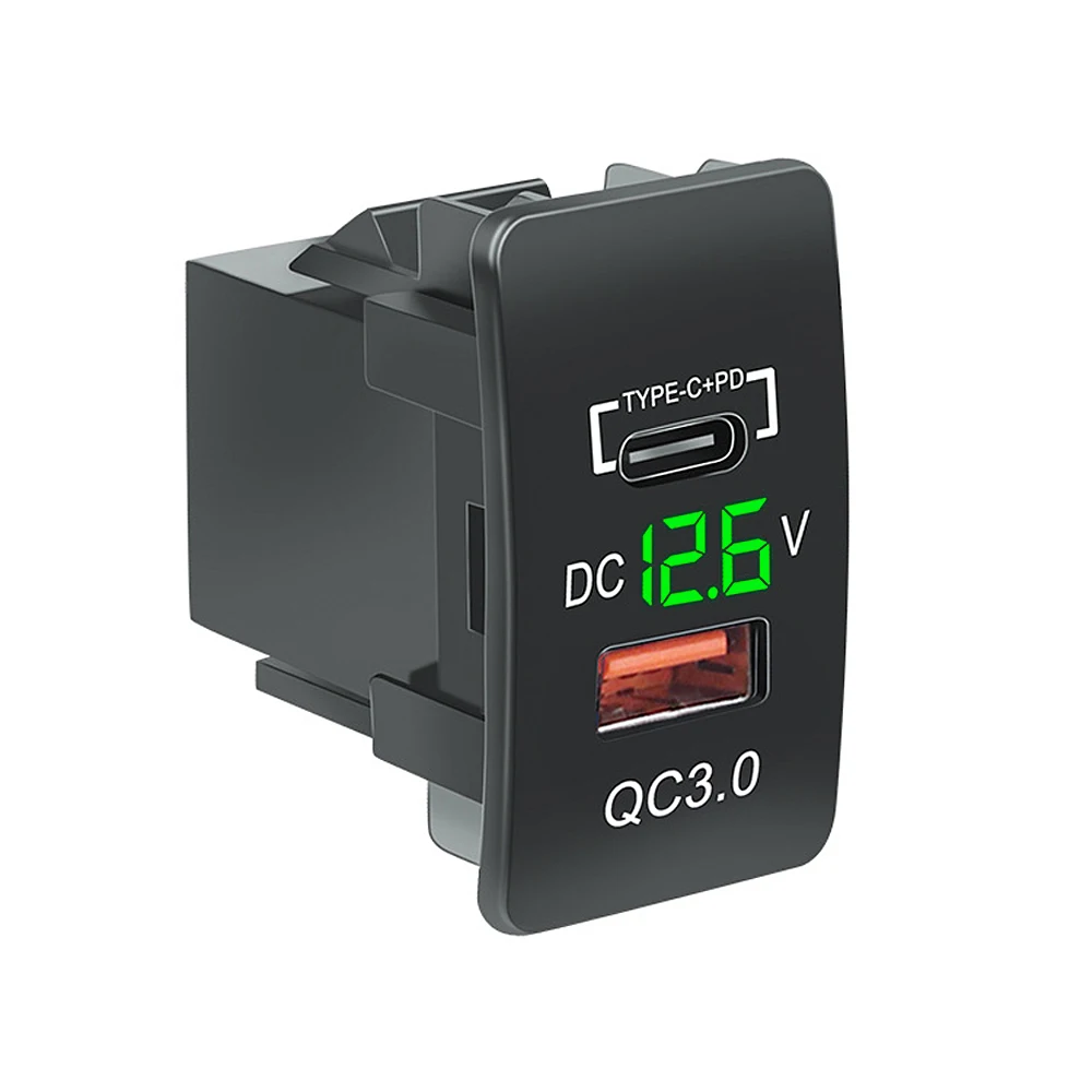 

Автомобильное зарядное устройство 12 В-24 В QC3.0 Type C PD со светодиодной розеткой вольтметра Водонепроницаемый USB-порт для зарядки для Honda Old Style Modify