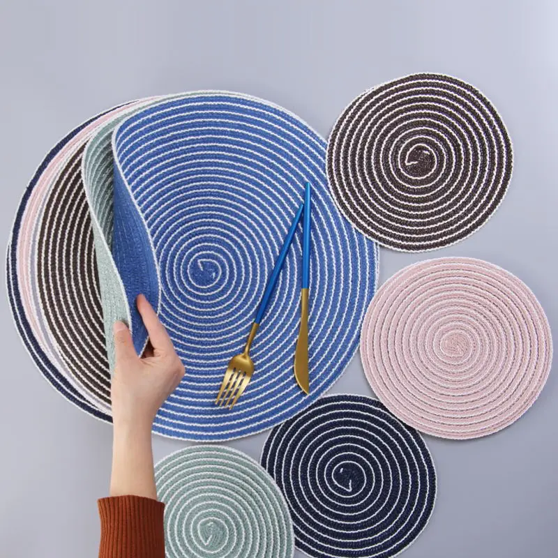 

Коврик для стола в японском стиле, теплоизоляционная подстилка для дома, из хлопчатобумажной пряжи, из рами, круглая Нескользящая посуда, На...