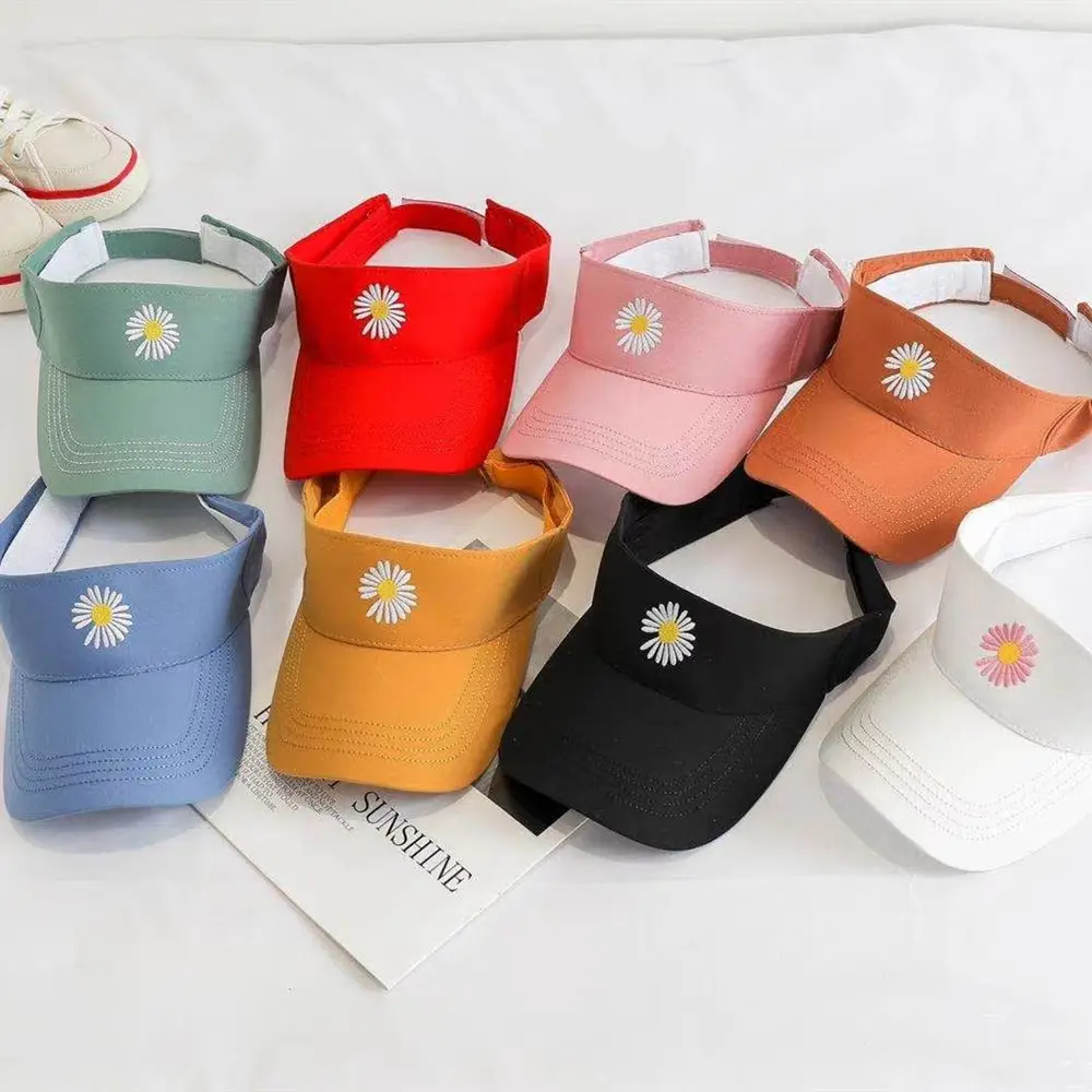 

Summer Visor Sun Hat Sports Cap Golf Tennis Beach Adjustable Daisy Embroidery