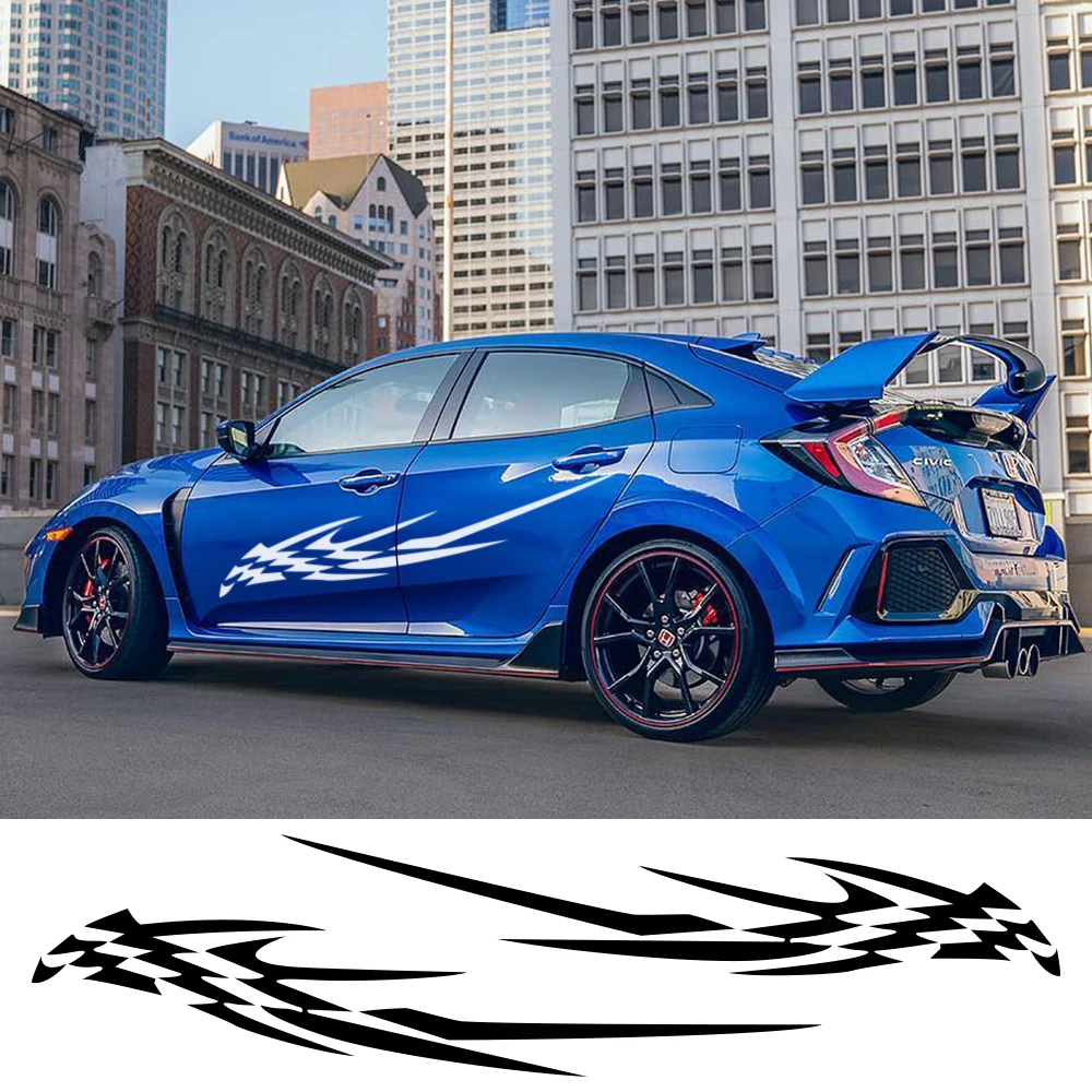 

Забавные спортивные наклейки для тюнинга гоночного автомобиля, 2 шт., 180x28 см, виниловые Стильные наклейки «сделай сам» для бокового кузова автомобиля, графические наклейки, аксессуары