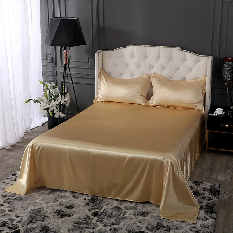 High quality Satin Bed Sheet Set Luxury Home Queen Size Bed Sheets Set Soft Smooth Bedsheets Satins Bedsheet and Pillowcase