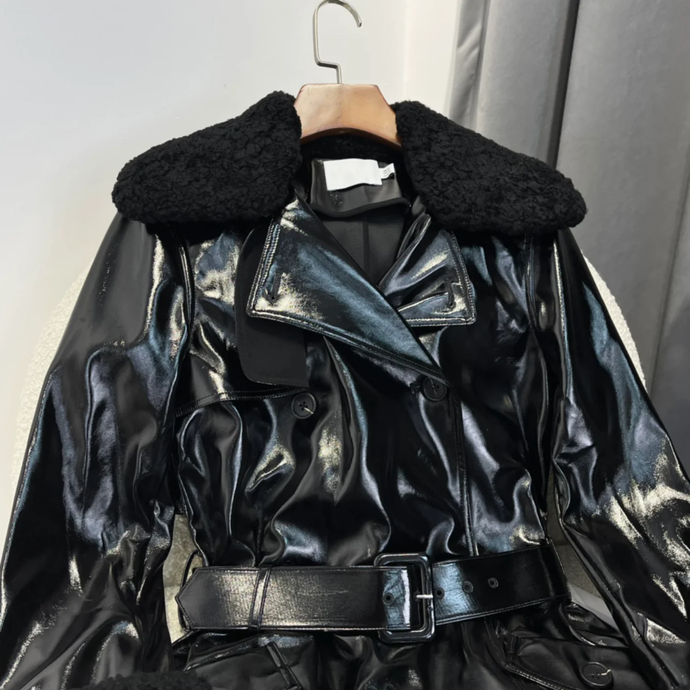 Black Faux Leather Long  Jacket Women 2022 Autumn Winter Full Sleeve High Quality Windbreakers enlarge