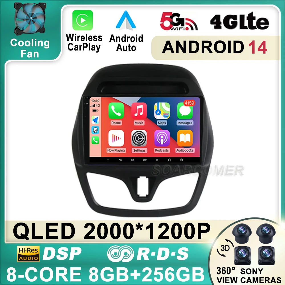 Автомобильный радиоприемник Carplay Auto для Chevrolet Spark Beat 2015-2018 GPS-навигация видео Android 14