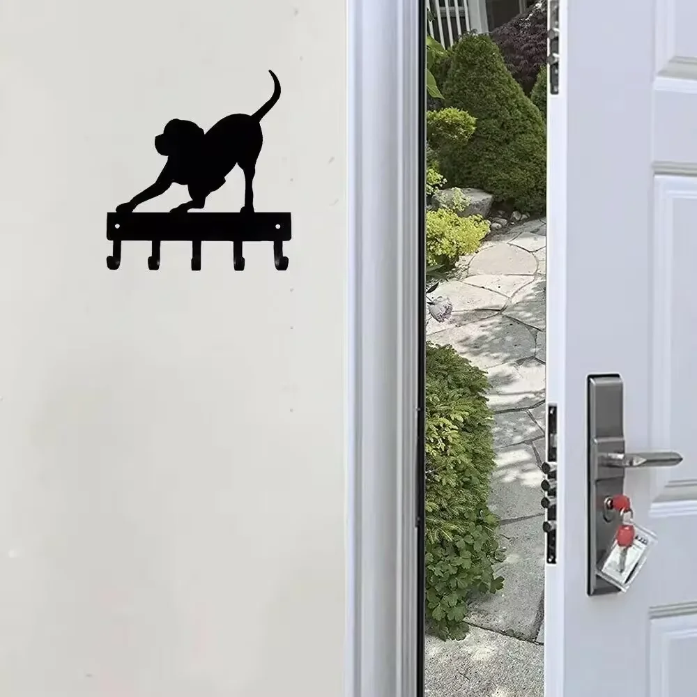 Настенная вешалка для ключей и поводка собак металлическая железная поделка