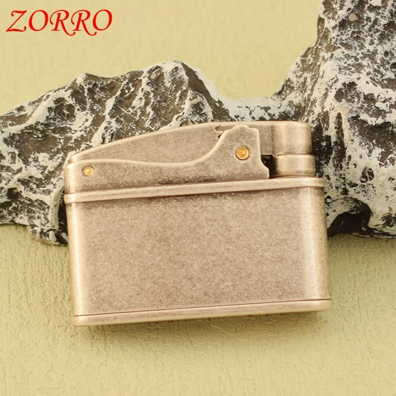 Фото ZORRO латунная зажигалка с одним щелчком мыши, керосиновая зажигалка с открытым пламенем, классическая зажигалка-бампер, аксессуары для курения, гаджеты для мужчин №5