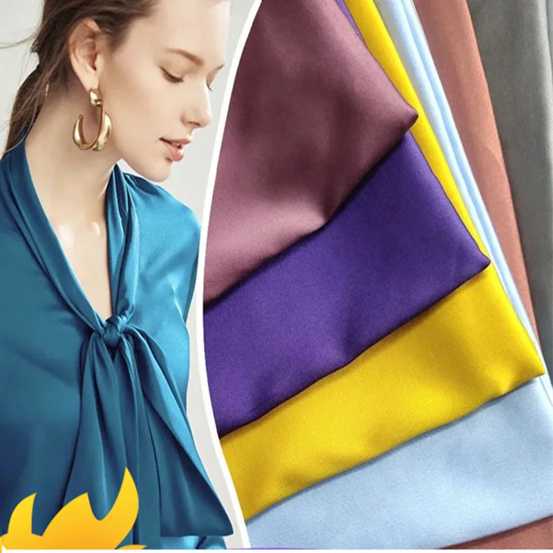

Micro Stretch Ice Silk Acetate Satin Fabric By The Meter Per for Shirt Dress Clothing Pajamas Sewing Soft Smooth Opaque Cloth