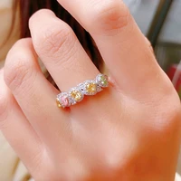 luxury cz gold color rainbow rings geometry wedding engagement ring femme women party gift charm zircon ins jewelry wholesale