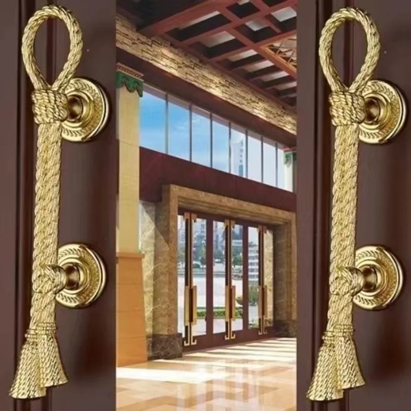 

Дверные ручки в китайском стиле для межкомнатных дверей, дверь сарая, деревянная дверь для отеля, дизайн KTV, золотистая бронза