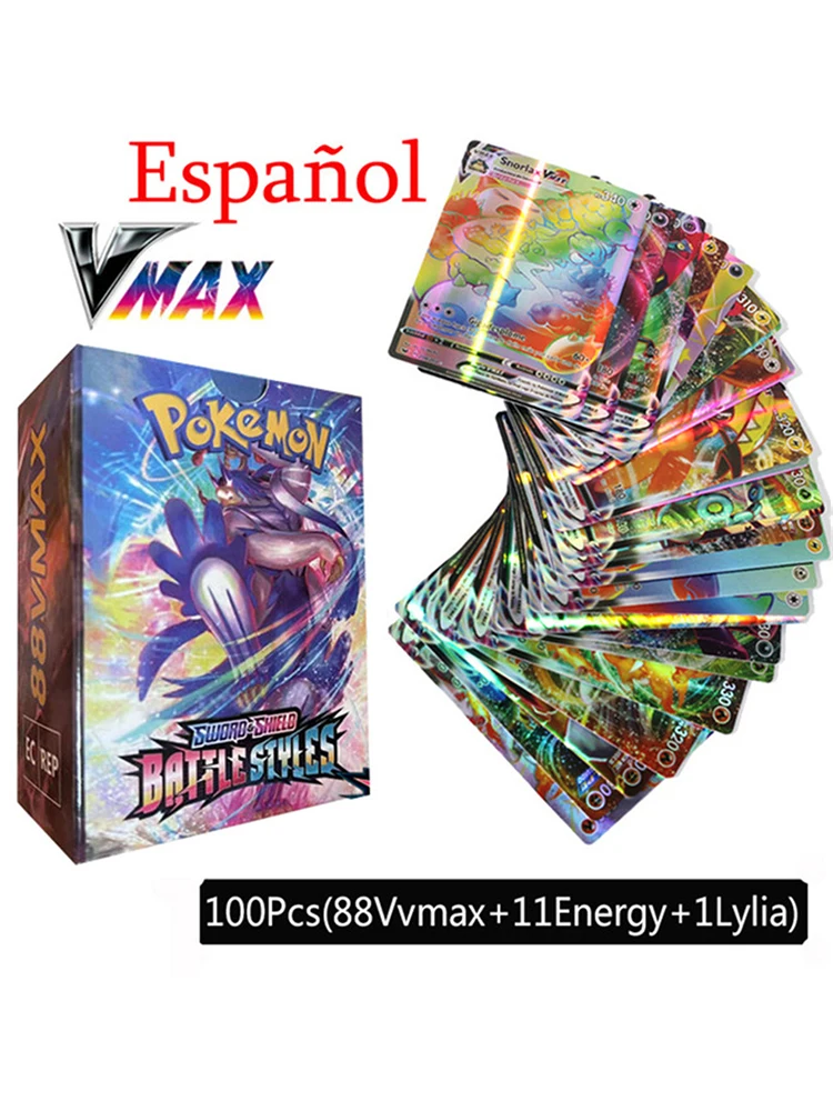 

Pokemon Cards in Spanish Letter Vstar VMAX GX TAG TEAM Holographic Shiny Playing Card Game Castellano Español Children Toy