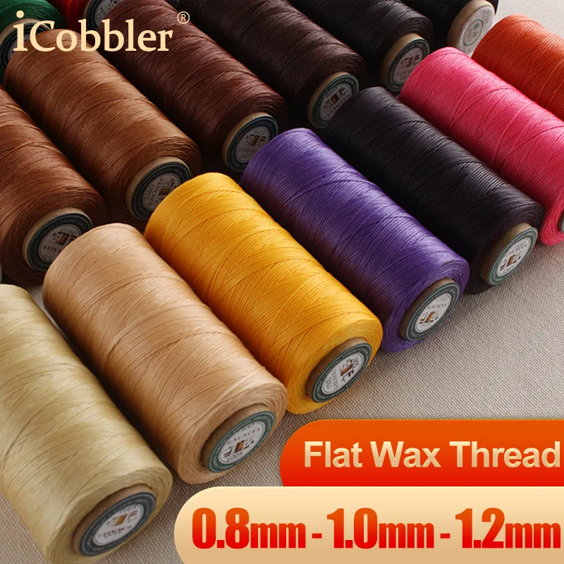 0.8mm-1.2mm - Flat Waxed Thread for Leather Sewing, String Polyester Cord for Leather Craft Stitching Bookbinding Cafts