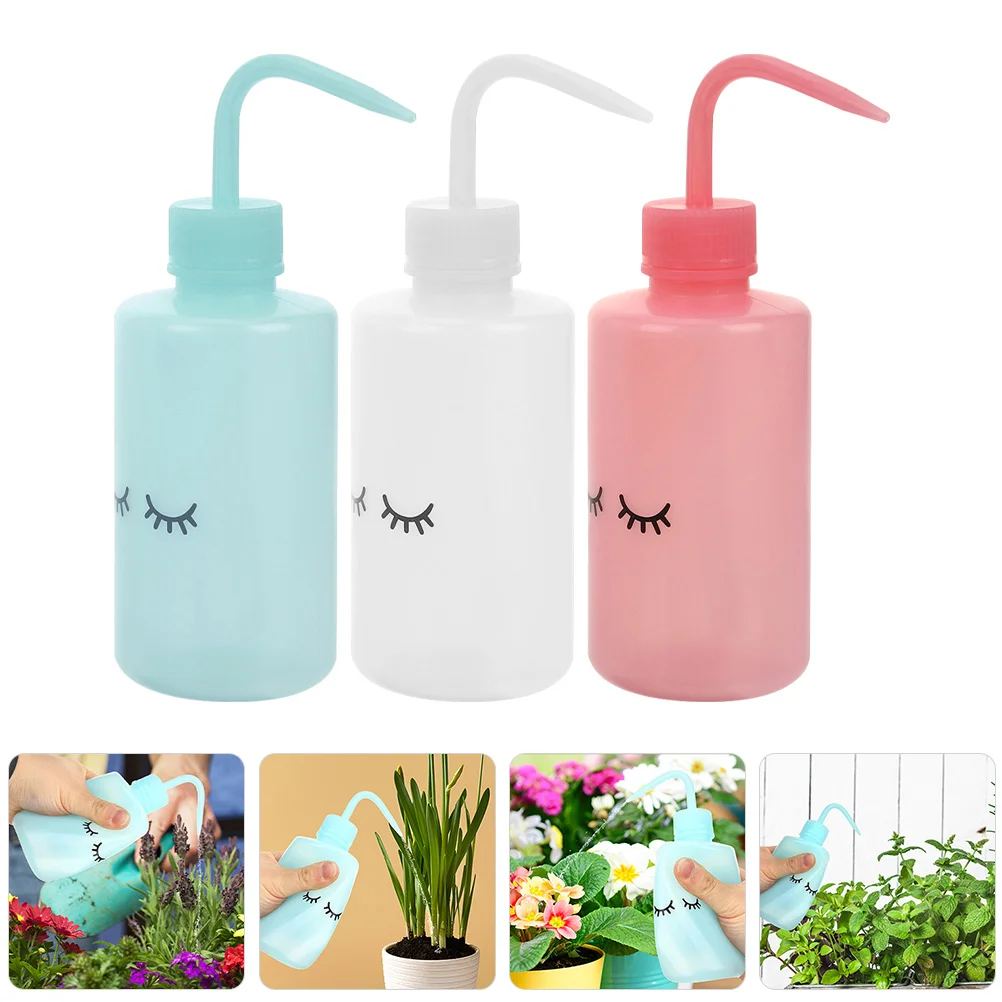 

3 Pcs Curved Mouth Kettle Washing Bottle Lash Eyelash Water Squeeze Tattooing Plastic Supplies Squirt Bottles Liquids