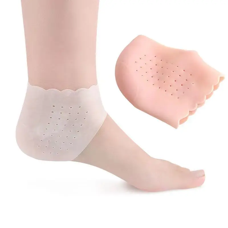 Silicone Feet Care Socks Lace Heel Cover Cracked Foot Skin Care Protectors Moisturizing Gel Heel Thin Socks With Hole FreeShip