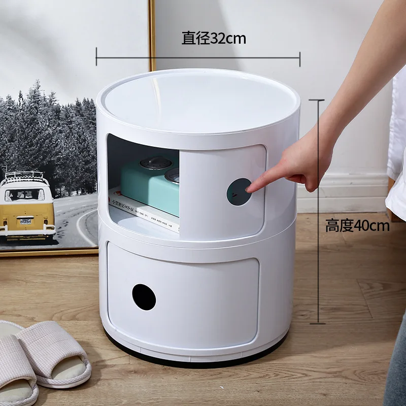

Mini ins small bedside table plastic net red round locker bedroom corner simple modern Nordic storage cabinet