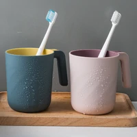 bathroom tumblers plastic mouthwash cup with handle mug home travel thickening solid color toothbrush holder cup drinkware tools