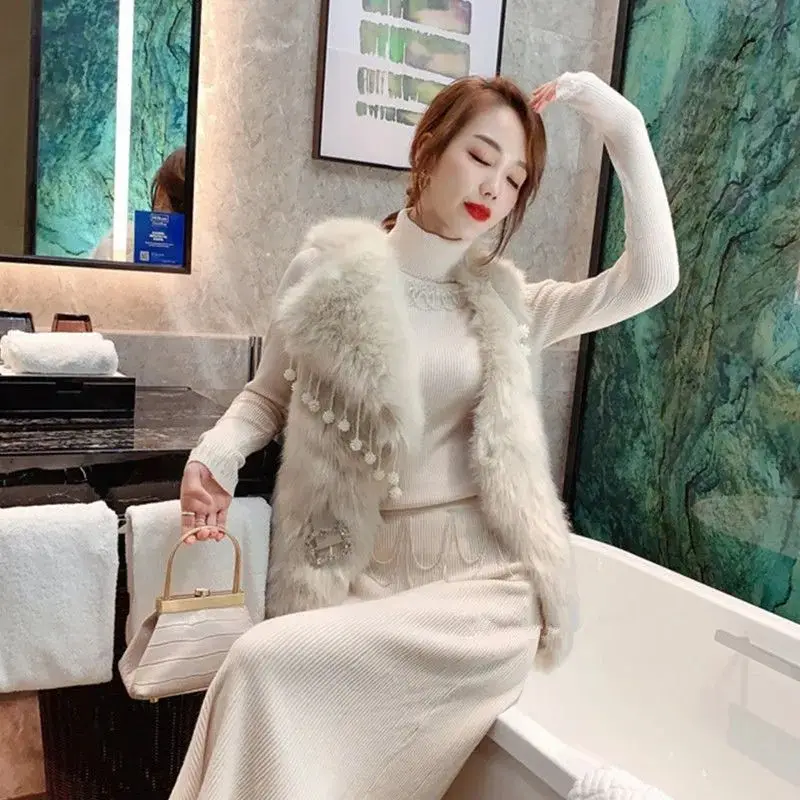 Женский укороченный зимний жилет из искусственного меха осенний кардиган пальто