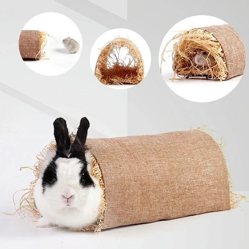 

Rabbit Hideaway Toy Animal Grass Straw Bunny Tunnel Toy Breathable Guinea Pig Chinchilla Ferret Hamsters Rats Tunnel Toy for Pet