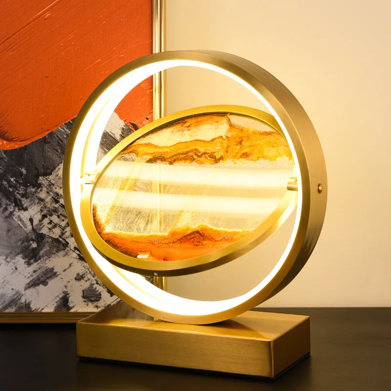 

Quicksand Dynamic Art Rotating Decor Home Moving Sand 360° Modern Room Accessories Gift Hourglass Decoration Scene Lamp