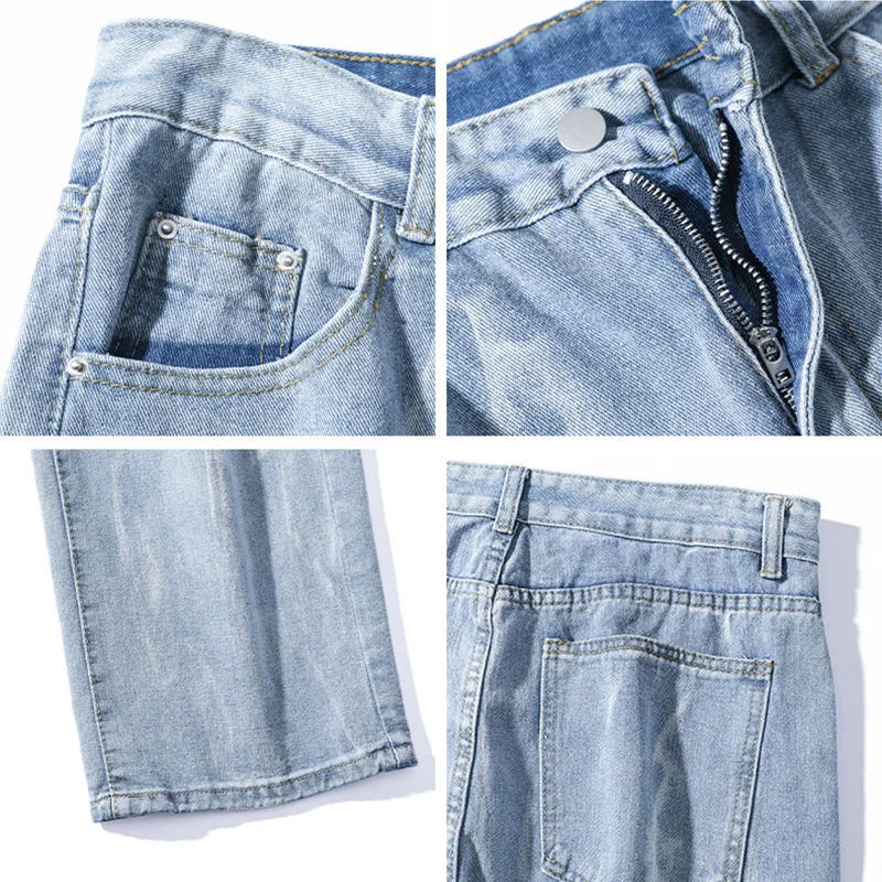 Blue Black Straight Jeans Men Fashion Retro Casual Tie Dye Jeans Men Streetwear Hip Hop Loose Denim Pants Mens Trouser S-2XL