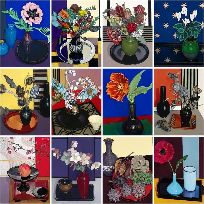 

CHENISTORY Paint By Number Colored Flowers In A Vase Drawing On Canvas Gift Diy Pictures By Numbers Kits Handpainted Art Home De