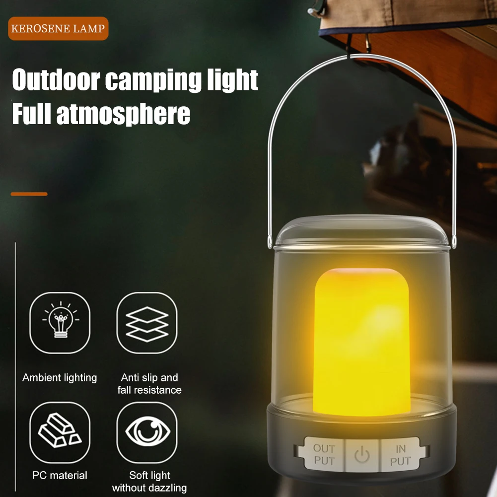 

LED Camping Light Portable Retro Lantern USB Rechargeable Waterproof Camping Lantern Lamp 3 Lighting Modes Outdoor Tent Lights