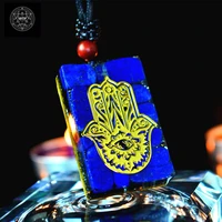 natural lapis lazuli orgonite pendant handmade emf protection orgone necklace for hand of fatima spiritual energy jewelry