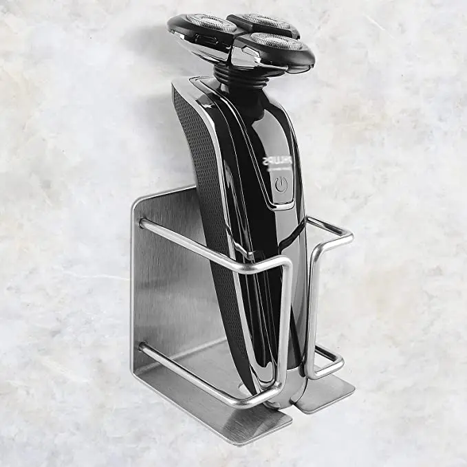 

Electric Razor Holder Wall Mount Self Adhesive Razor Hanger Stainless Steel Utility Storage Electric Shaver Bathroom Organizer