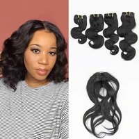 body wave bundles synthetic wigs hair extension natural black two tone colour heat resistant bundles with free fringe hair weft