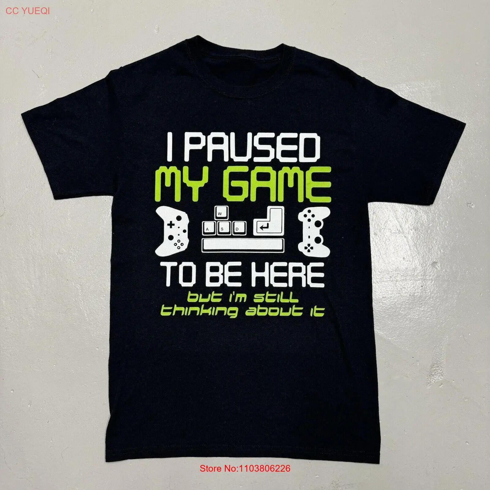 Я остановился на своей игре чтобы быть здесь черная футболка размер среднего