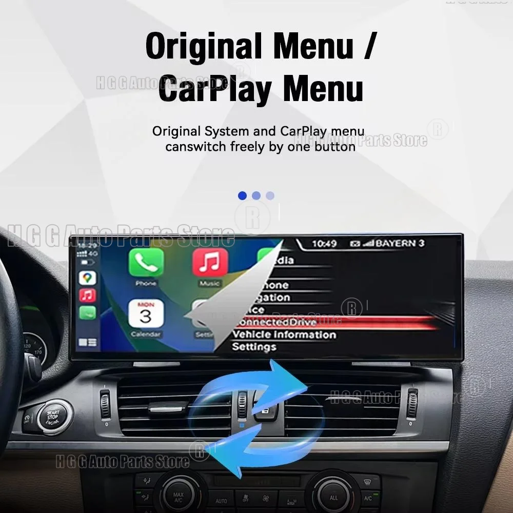 Фото 14,9-дюймовый экран с CarPlay для BMW X3 X4 серии F25 F26 2011-2017, мультимедийный проигрыватель, GPS-навигация, автомобильная магнитола, медиа-центр №3