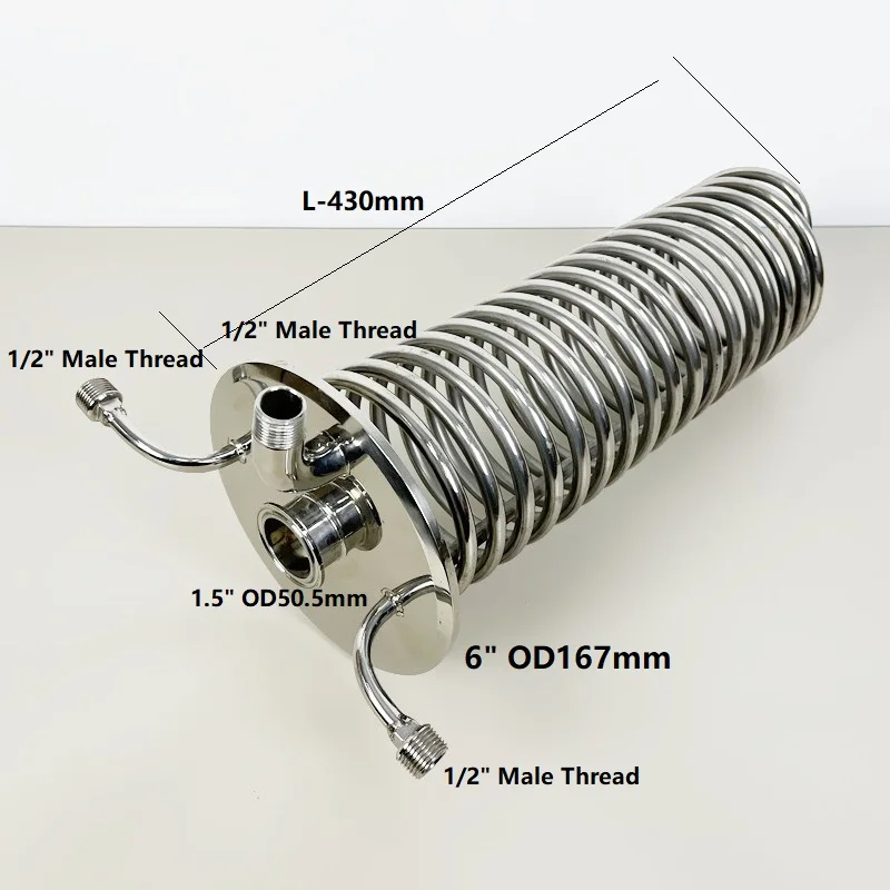 Охлаждающая катушка с тройным зажимом 6 дюймов наружной резьбой 3*1/2 дюйма и