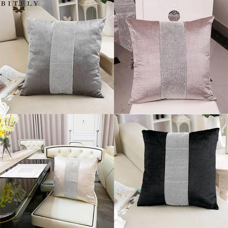 

Pillowcase Flannel Diamond Patckwork Modern Velvet Drill Cloth Pillow Case Comfortable Textile For Bed Throw Single Pillow Cover