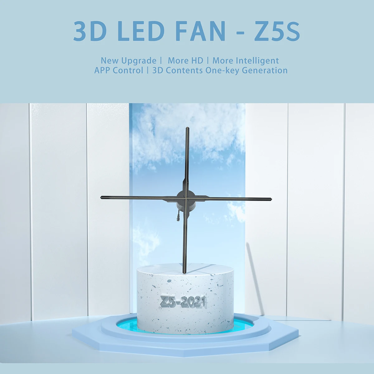 

100CM WIFI 3D Hologram Projector 1440 Pcs Led Sign Holographic Fan Displays Mall party Christmas Lights Decorated With Hallowee