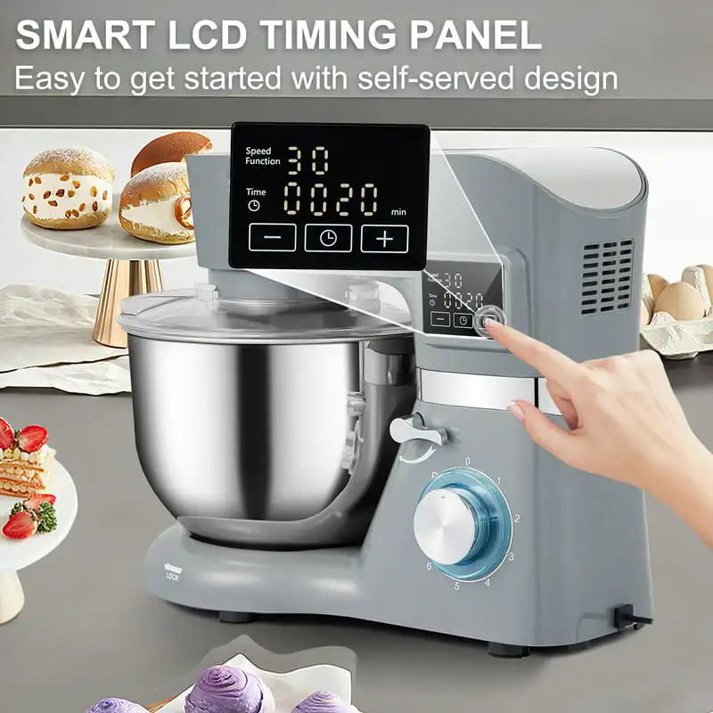 

660W 5.8Qt Electric Dough 6 Speeds LCD Screen Timing
