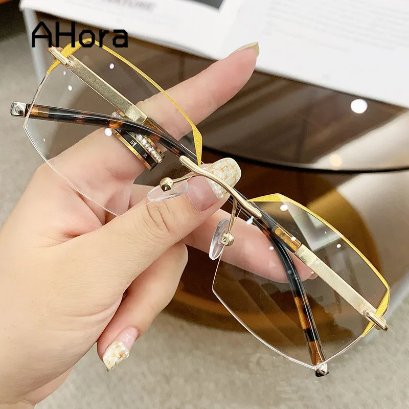 

Ahora Ultralight Rimless Women&Men Reading Glasses Blocking Blue Light Alloy Business Presbyopic Eyeglasses +1.0+1.5+2.0...+4.0