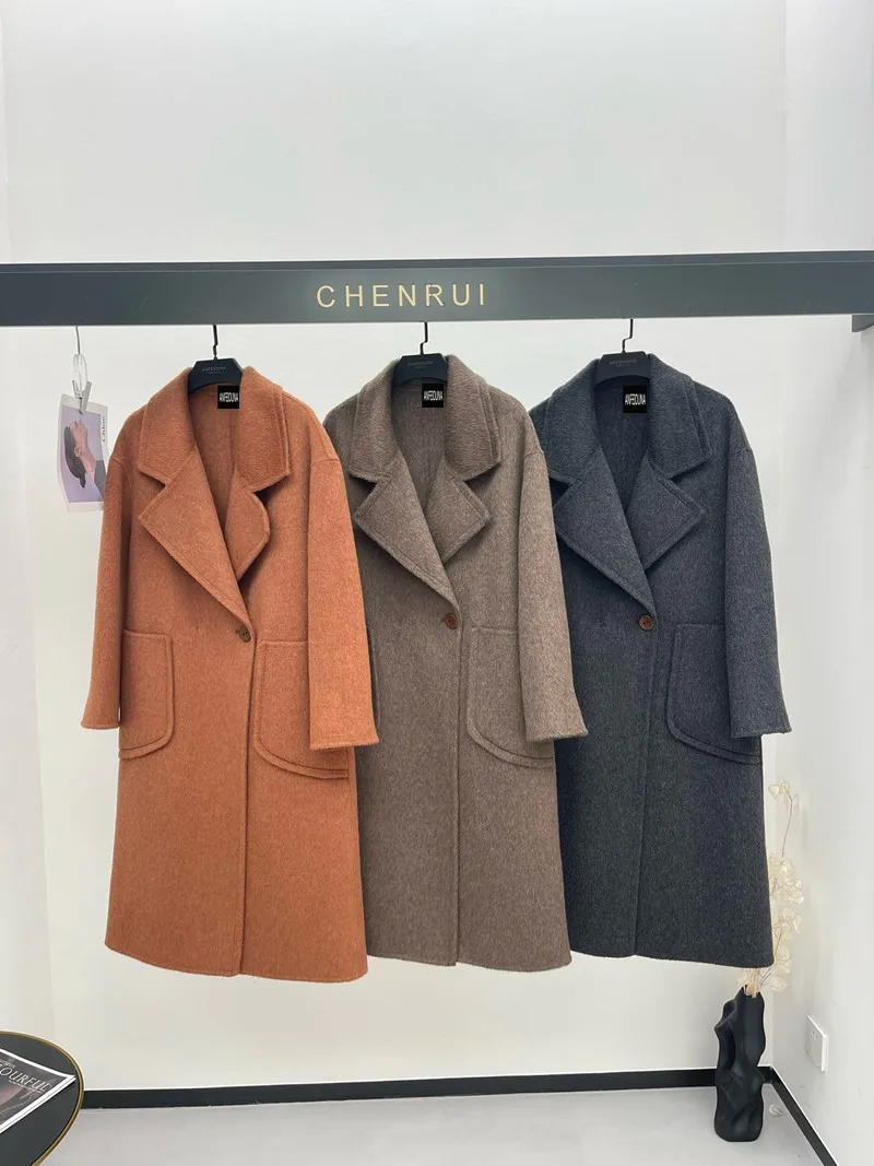ANFEIOUNA женское шерстяное пальто 2024 зимняя шерстяная верхняя одежда высшего