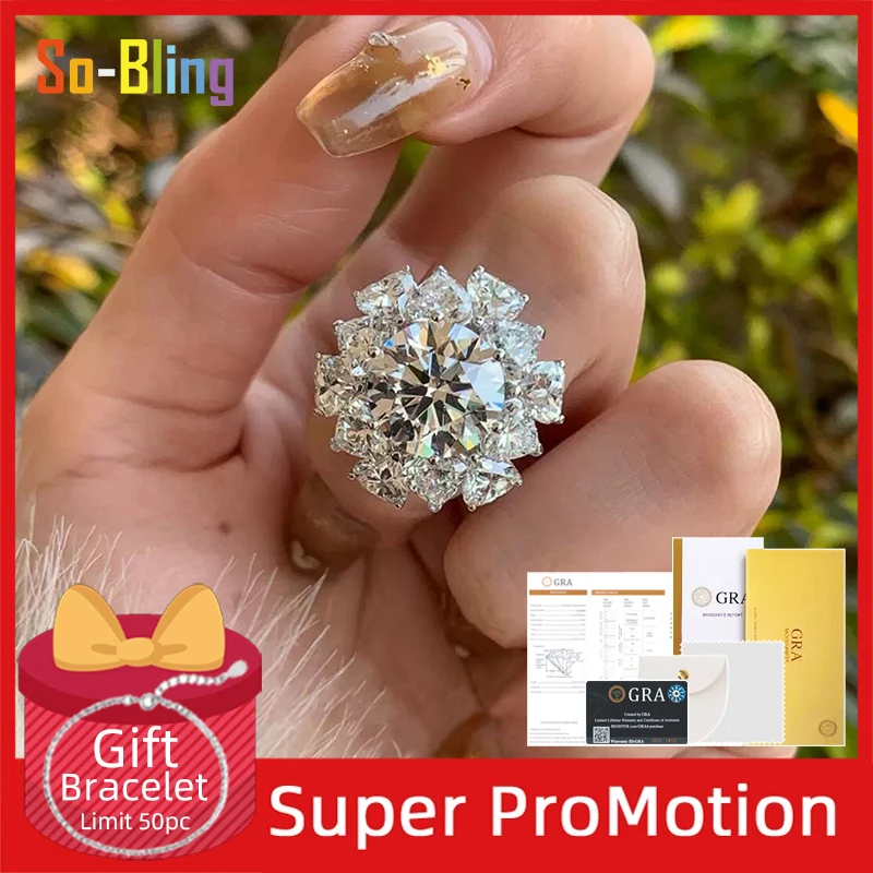 Фото Кольцо So-Bling с муассанитом 5 карат, кольца из стерлингового серебра 925 пробы с сертификатом Gra для женщин, элегантный, изысканный, роскошный, качественный, подарок на вечеринку №1
