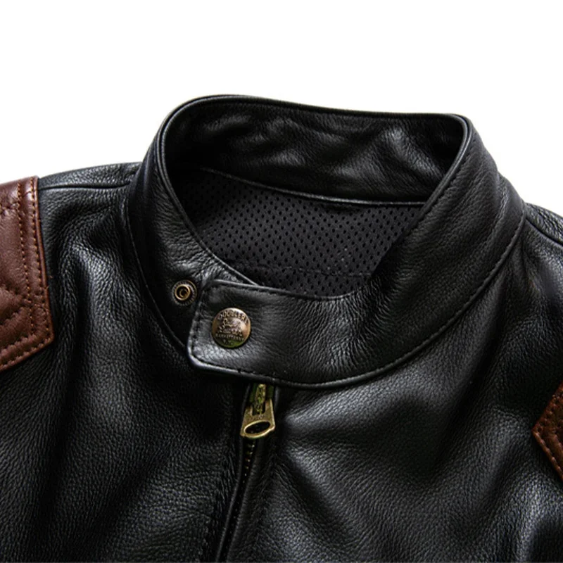 Мужская мотоциклетная куртка из натуральной воловьей кожи Классическая