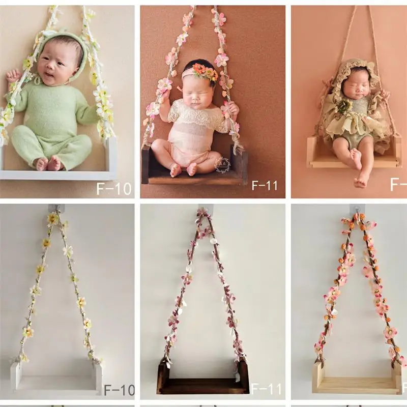 

Newborn Shooting Photography Props Swing Board with Lace Photo Studio Prop Baby Wooden Full Moon Children Photograph