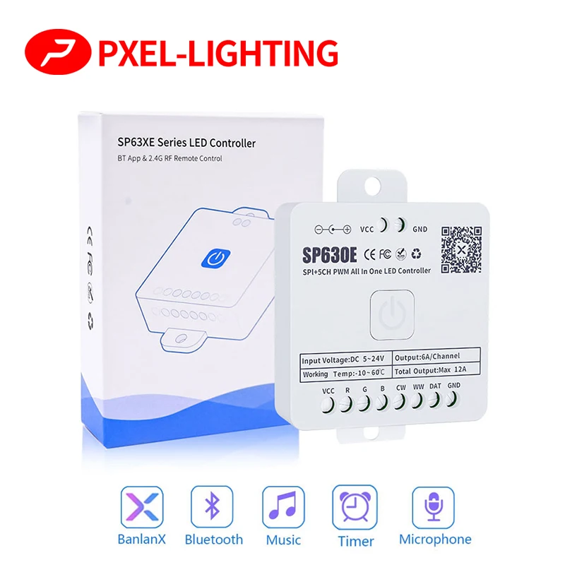 Модель смартфона SP630E все в одном, блестящий контроллер 5CH PWM SPI Pixels Strip WS2811 WS2812B SK6812 COB 5050 RGB RGBW CCT Music BT